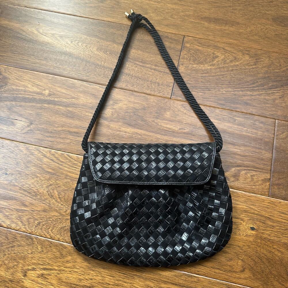 Bottega Veneta Black Woven Shoulder Bag